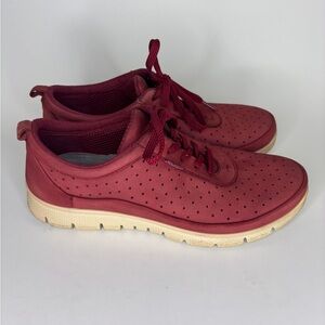 Hotter Gravity Std Red Nubuck Shoes Lace Up Trainers Sneakers Women 39 US 8